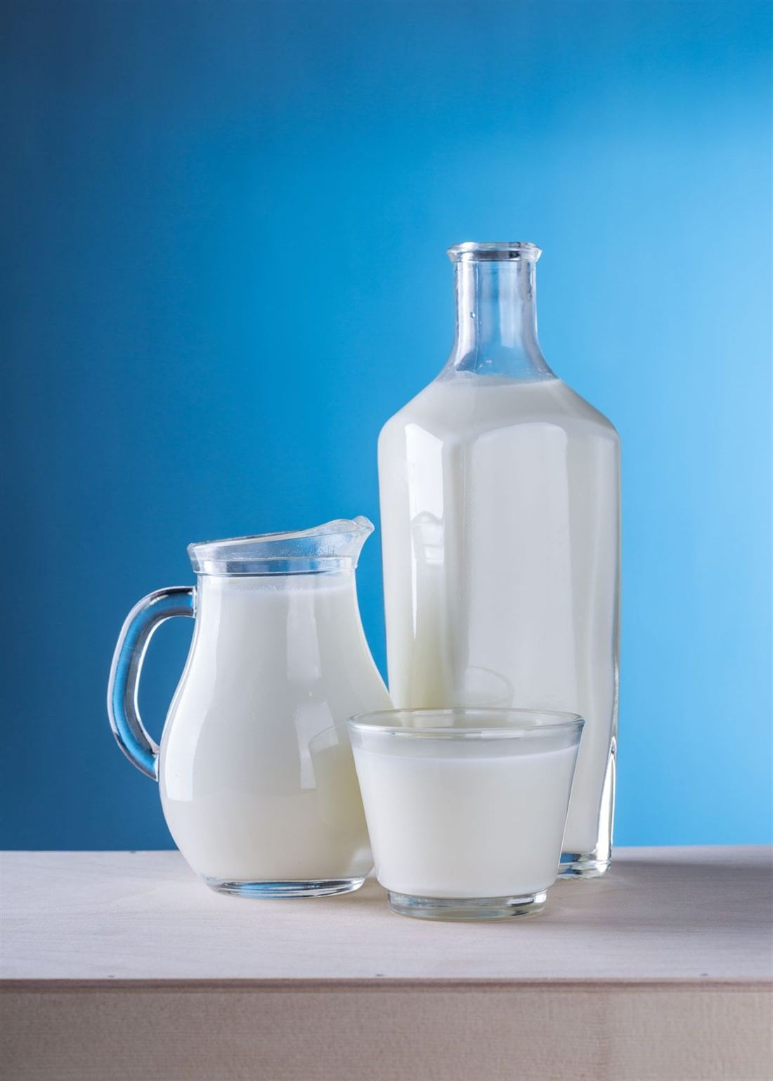 Fresh whole milk in a glass bottle